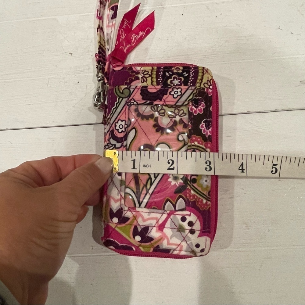 VERA BRADLEY Petite Zip Around Wallet - Pink White And Green Tones - Picture 6 of 7